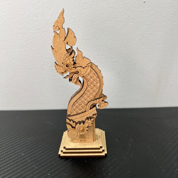 Thai Naga Dragon Sculpture Figurine 3D Wooden Mechanical Model Puzzle Plywood - Picture 1 of 11